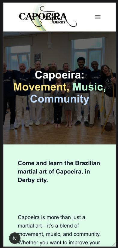 A screenshot of the newly responsive home page.